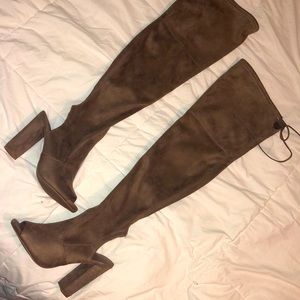 Tan thigh high peep toe size 7💗💗
